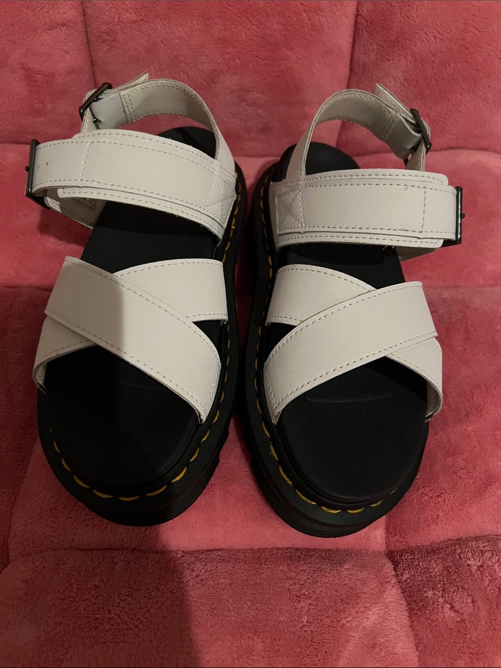 Dr. Martens White Leather Platform Sandals